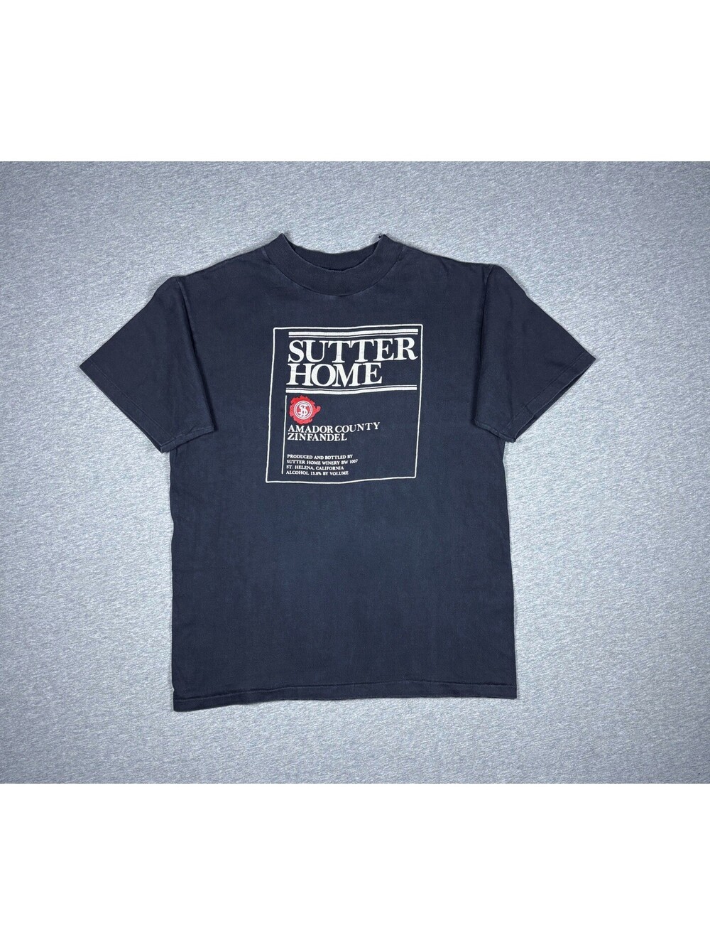 Vintage Sutter Home Winery Wine T-Shirt Single Stitch Adult M Faded Black Hanes